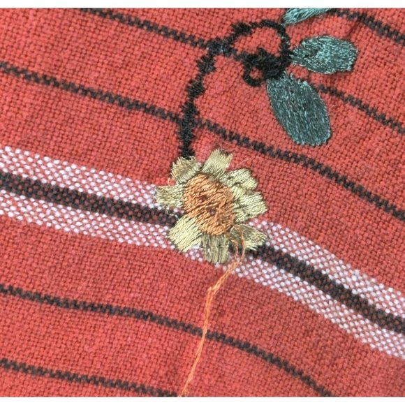 Chico's Design Size 1 Fits Women's M/L Cotton Striped Floral Embroidery Jacket - Picture 9 of 16